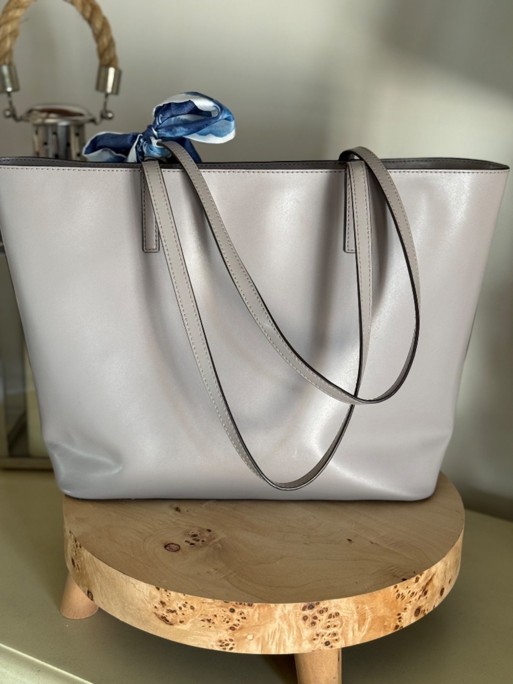 Kate Spade Janie Grayish Taupe Smooth Leather Tote EUC - Picture 4 of 9